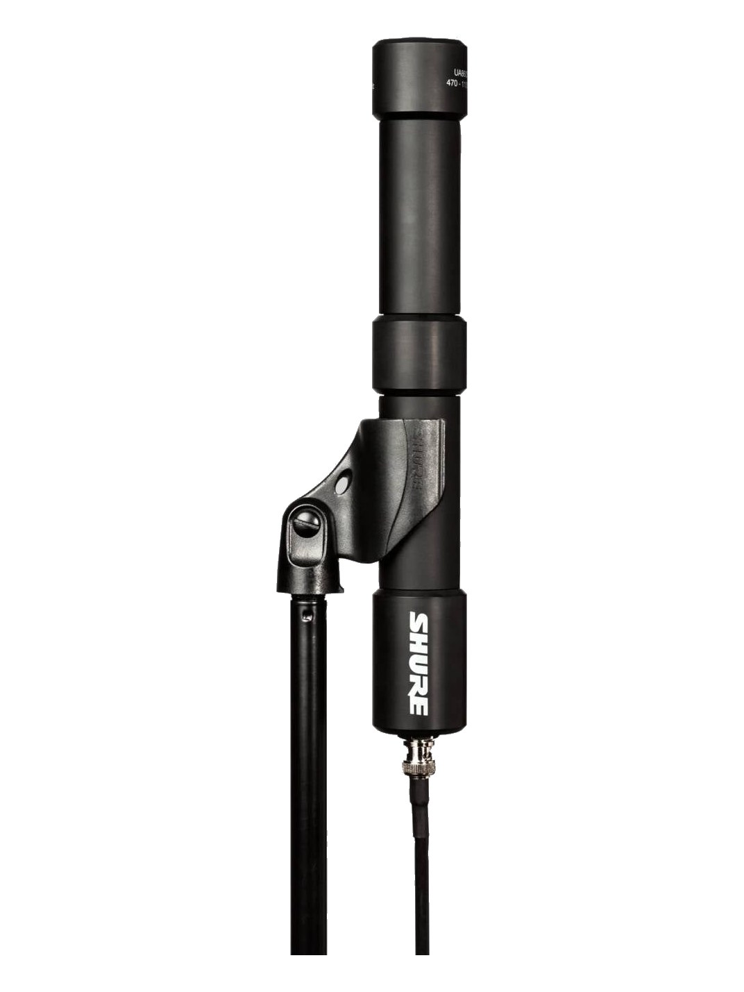 Shure UA860SWB passive omnidirectional whip antenna on a stand