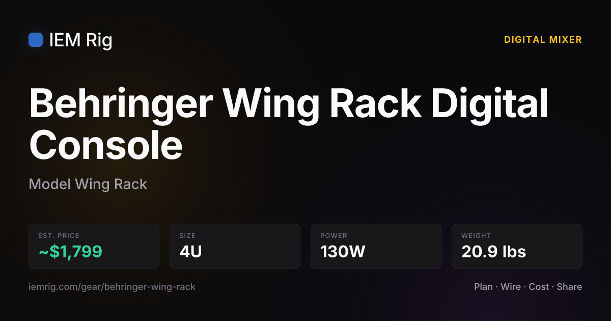 Behringer Wing Rack Digital Console (Wing Rack) — Digital Mixer Specs ...