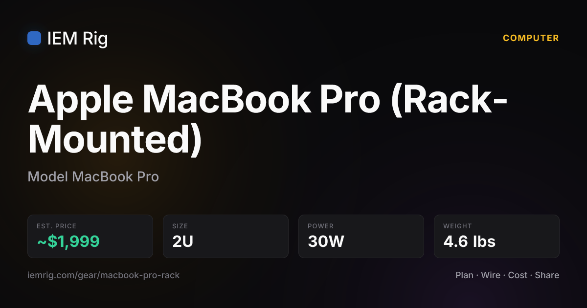 Apple MacBook Pro (Rack-Mounted) (MacBook Pro) — Computer Specs | IEM Rig