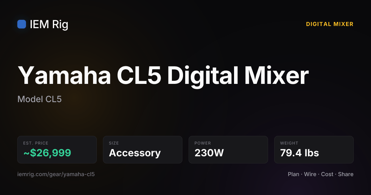 Yamaha CL5 Digital Mixer (CL5) — Digital Mixer Specs | IEM Rig